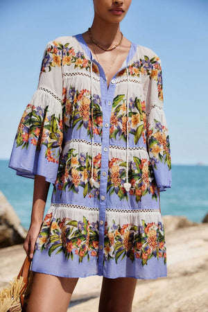 Farm Rio Hilo Stripes Mini Dress in Blush