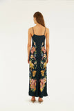 Farm Rio Maira Floral Maxi Dress Dark Blue