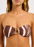 Seafolly Coastline Ring Front Bandeau Bikini in Cocoa