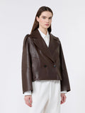 Maxmara Weekend Felino Leather Jacket in Chocolate