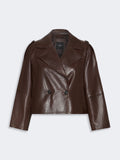 Maxmara Weekend Felino Leather Jacket in Chocolate