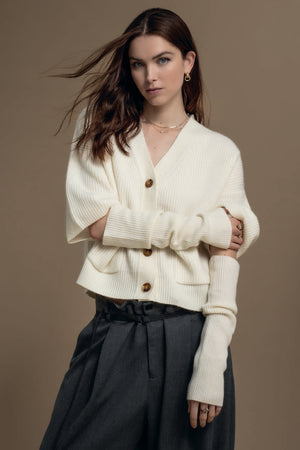 Solocascmir Cardi in Ecru