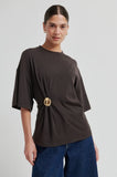 Second Female Enora Brooch Tee in Chocolate