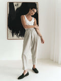 Luciee Tapered Linen Pants in Brown