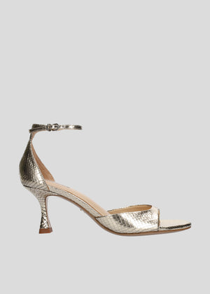 Lola Cruz Kumula Heel Sandal in Platino Gold