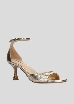 Lola Cruz Kumula Heel Sandal in Platino Gold