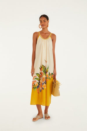 Farm Rio Hilo Stripes Maxi Dress in Light Blush