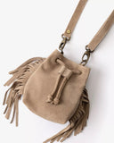 Penelope Chilvers Mini Suede Bag in Taupe