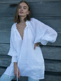 Luciee Jules Blouse Dress in White