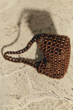 Malina Elvina Wood Pearl Bag in Expresso