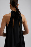 By Malina Sabrina Halterneck Ruffle Maxi Dress in Black