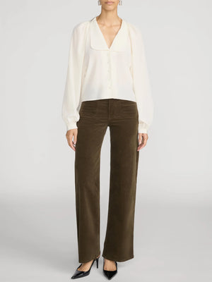 Frame Le Slim Palazzo Modernist Corduroy in Military Green
