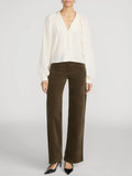 Frame Le Slim Palazzo Modernist Corduroy in Military Green