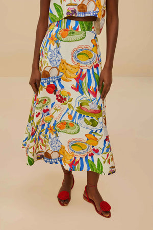 Farm Rio Fresh Table Skirt in Off White