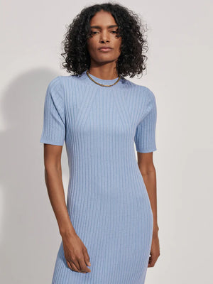 Varley Maeve Rib Dress in Ashley Blue