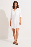 Seafolly Crinkle Twill Beach Shirt in White