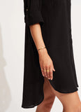 Seafolly Crinkle Twill Beach Shirt in Black