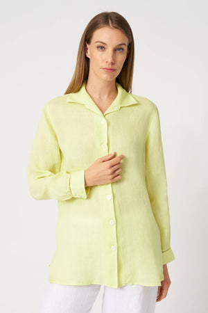 120% Lino Long Sleeve Shirt in Cedar