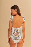 Farm Rio Sweet Bouquet One Piece in Off White