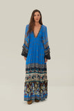 Farm Rio Ainka Tiles Maxi Dress in Blue