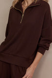 Varley Hawley Half Zip Sweat in Coffee Bean
