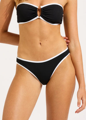Seafolly Beach Bound Ring Front Bandeau Bikini in Black