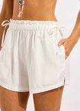 Seafolly Side Drawstring Shorts in White