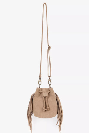 Penelope Chilvers Mini Suede Bag in Taupe