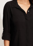 Seafolly Crinkle Twill Beach Shirt in Black