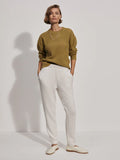 Varley Slim Zip Hem Pant in Ivory Marl