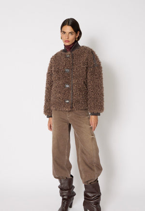 Berenice Gilian Faux Fur Jacket in Mocha
