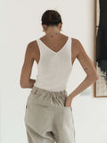 Luciee Tapered Linen Pants in Brown