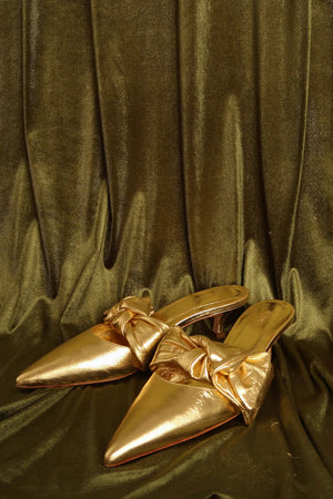 Atana Side Tie Mule in Gold