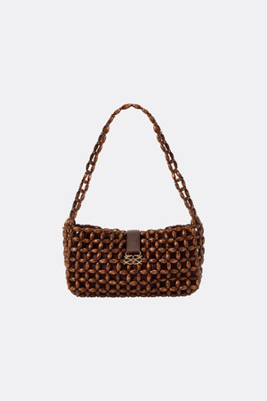 Malina Elvina Wood Pearl Bag in Expresso