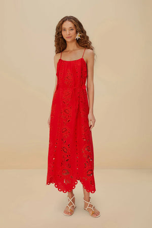 Farm Rio Richelieu Maxi Dress in Red