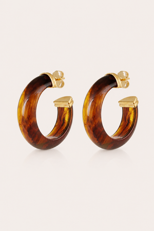 Gas Bijoux Abalone Acetate O Earrings in Gold