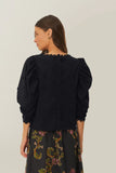 Farm Rio 3D Flowers Blouse in Black