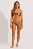 Seafolly Coastline Ring Front Bandeau Bikini in Cocoa