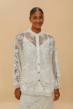 Farm Rio Swan Lake Guipure Shirt in Off White