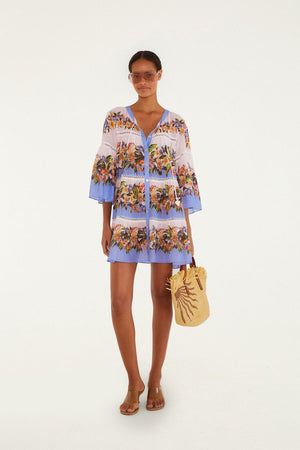 Farm Rio Hilo Stripes Mini Dress in Blush