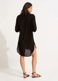 Seafolly Crinkle Twill Beach Shirt in Black