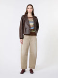 Maxmara Weekend Felino Leather Jacket in Chocolate