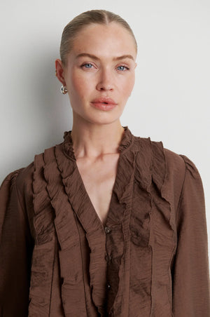 Second Female Rayna Frill Top in Carafe