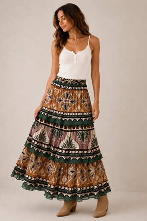 Farm Rio Foliage Soft Skirt in Sage