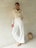 Luciee Linen Pleat Pant in Natural
