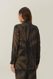 Farm Rio Golden Foliage Pajama Shirt in Black