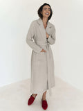 Luciee Relaxed Fit Linen Trench in Brown