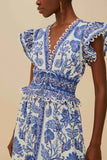Farm Rio Shell Garden Maxi Dress in Blue
