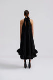 By Malina Sabrina Halterneck Ruffle Maxi Dress in Black