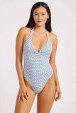 Seafolly Mala Ring Front Halter One Piece in Powder Blue